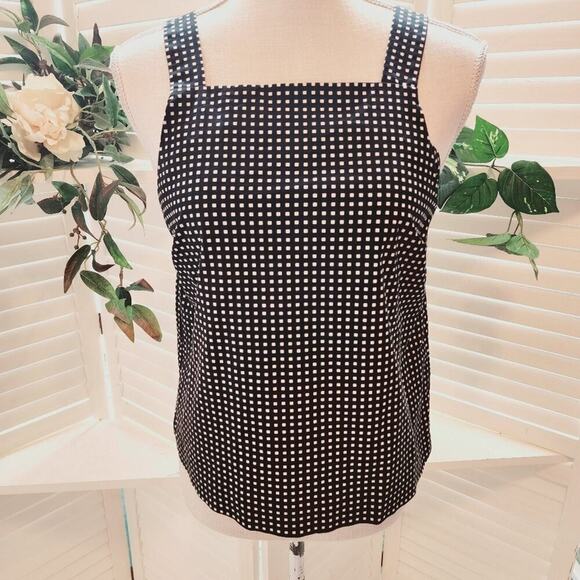KATE SPADE BLACK/WHITE CHECK TANK SIZE SMALL - Picture 1 of 7